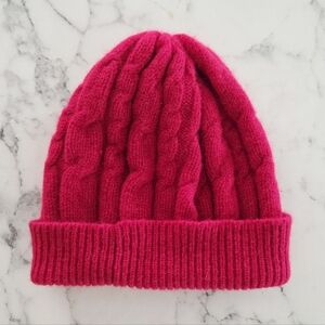 Red Cableknit Wool Angora Winter Hat Touque Beanie Fall Soft Cozy